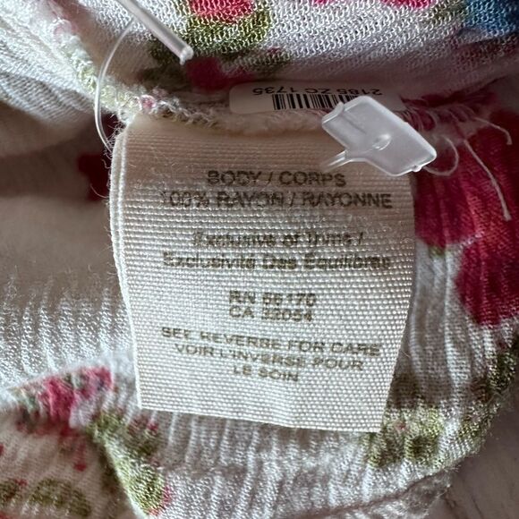 Free People Floral Ruffle Tiered racerback cream with red flowers- Size Small - Picture 7 of 9